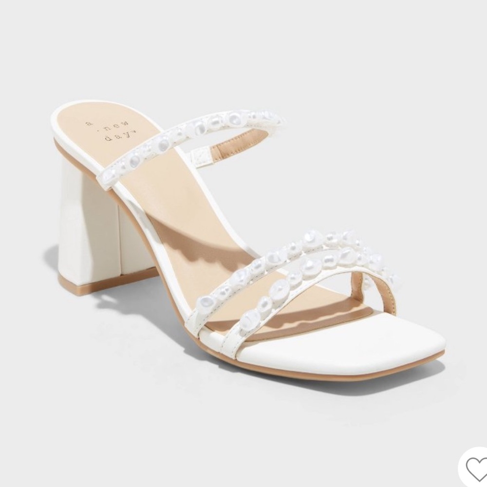 A New Day Stacy Mule Pearl Heels Cream Size 6